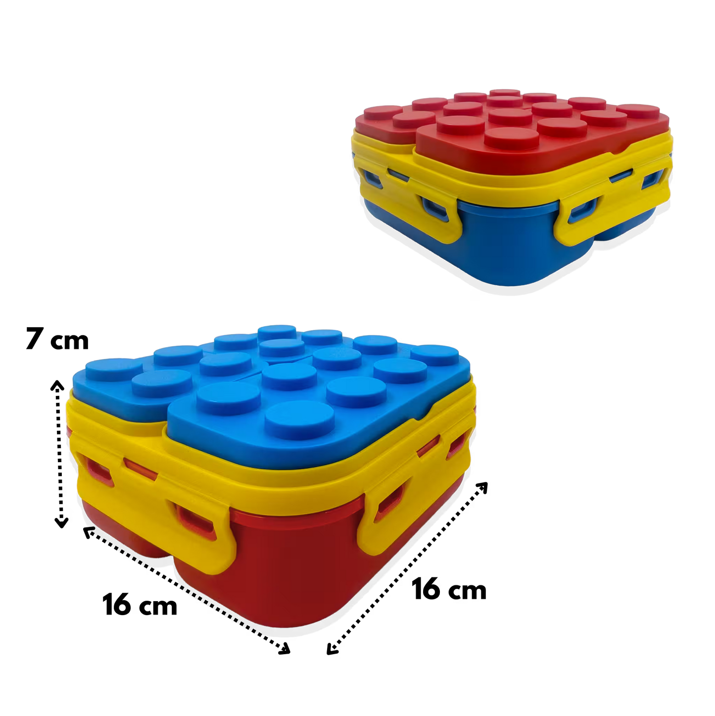 Lonchera Tipo Lego 3 Compartimentos - 900ml con Cuchara Incluida