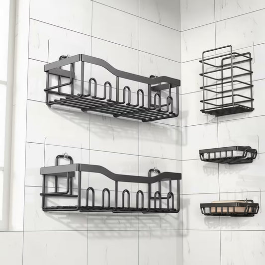 Organizador de Ducha Modular 5-en-1 | Repisas Adhesivas Anti-Óxido