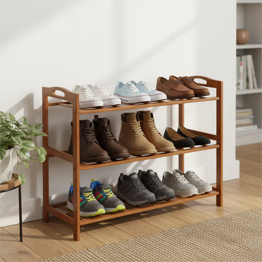 Organizador de Zapatos en Madera de Bambú - 3 Niveles | Zapatero Estante Natural