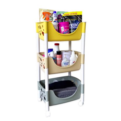 Canasta Organizadora con Ruedas 360° - 3 Niveles | Carrito de Almacenamiento Multiusos