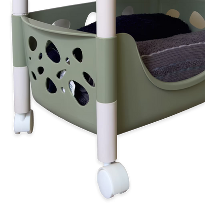 Canasta Organizadora con Ruedas 360° - 3 Niveles | Carrito de Almacenamiento Multiusos