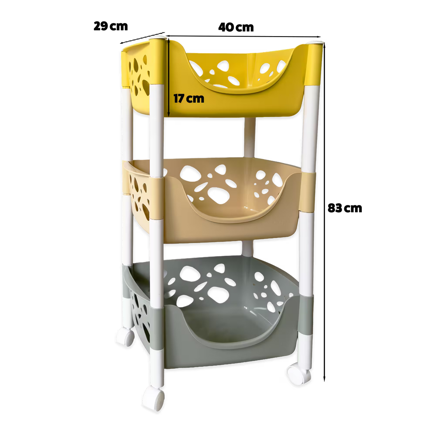 Canasta Organizadora con Ruedas 360° - 3 Niveles | Carrito de Almacenamiento Multiusos