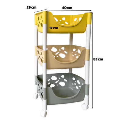 Canasta Organizadora con Ruedas 360° - 3 Niveles | Carrito de Almacenamiento Multiusos