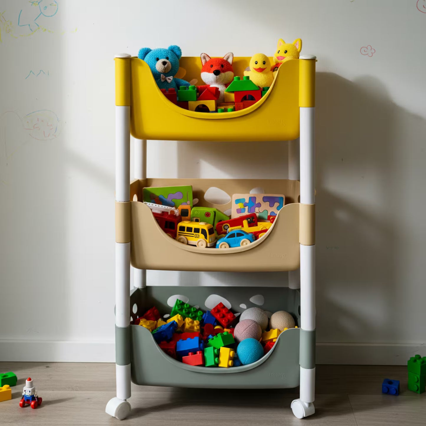 Canasta Organizadora con Ruedas 360° - 3 Niveles | Carrito de Almacenamiento Multiusos