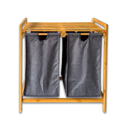 Organizador Premium en Bambú - 2 Cestas Extraíbles y Estante Superior.