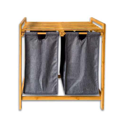 Organizador Premium en Bambú - 2 Cestas Extraíbles y Estante Superior.