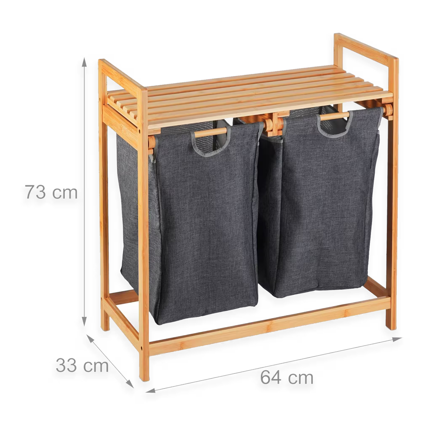 Organizador Premium en Bambú - 2 Cestas Extraíbles y Estante Superior.