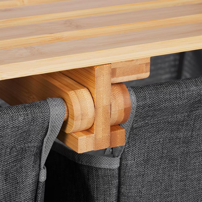 Organizador Premium en Bambú - 2 Cestas Extraíbles y Estante Superior.