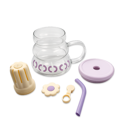 Vaso de Vidrio XL 800ml con Infusor, Tapa y Pitillo - Vidrio Reforzado