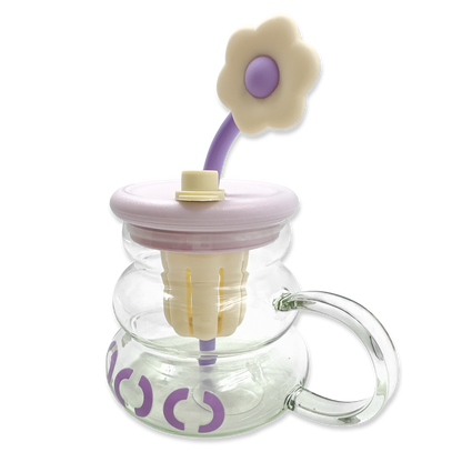 Vaso de Vidrio XL 800ml con Infusor, Tapa y Pitillo - Vidrio Reforzado