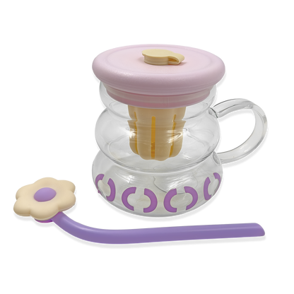 Vaso de Vidrio XL 800ml con Infusor, Tapa y Pitillo - Vidrio Reforzado