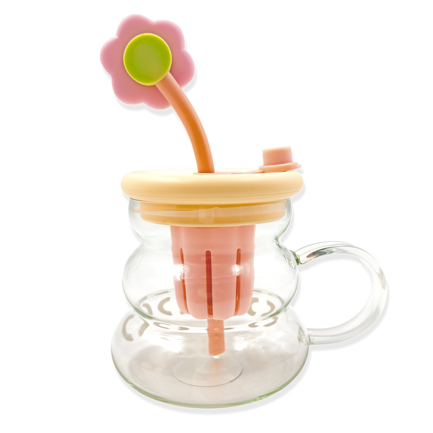 Vaso de Vidrio XL 800ml con Infusor, Tapa y Pitillo - Vidrio Reforzado