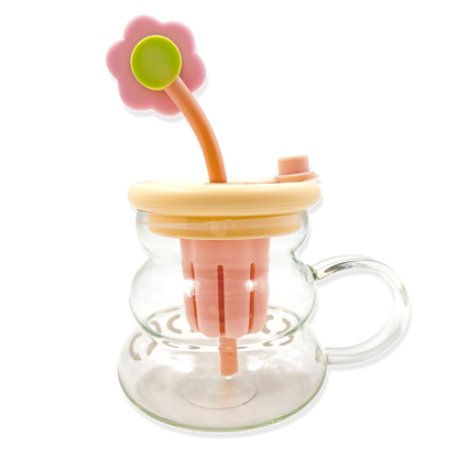 Vaso de Vidrio XL 800ml con Infusor, Tapa y Pitillo - Vidrio Reforzado