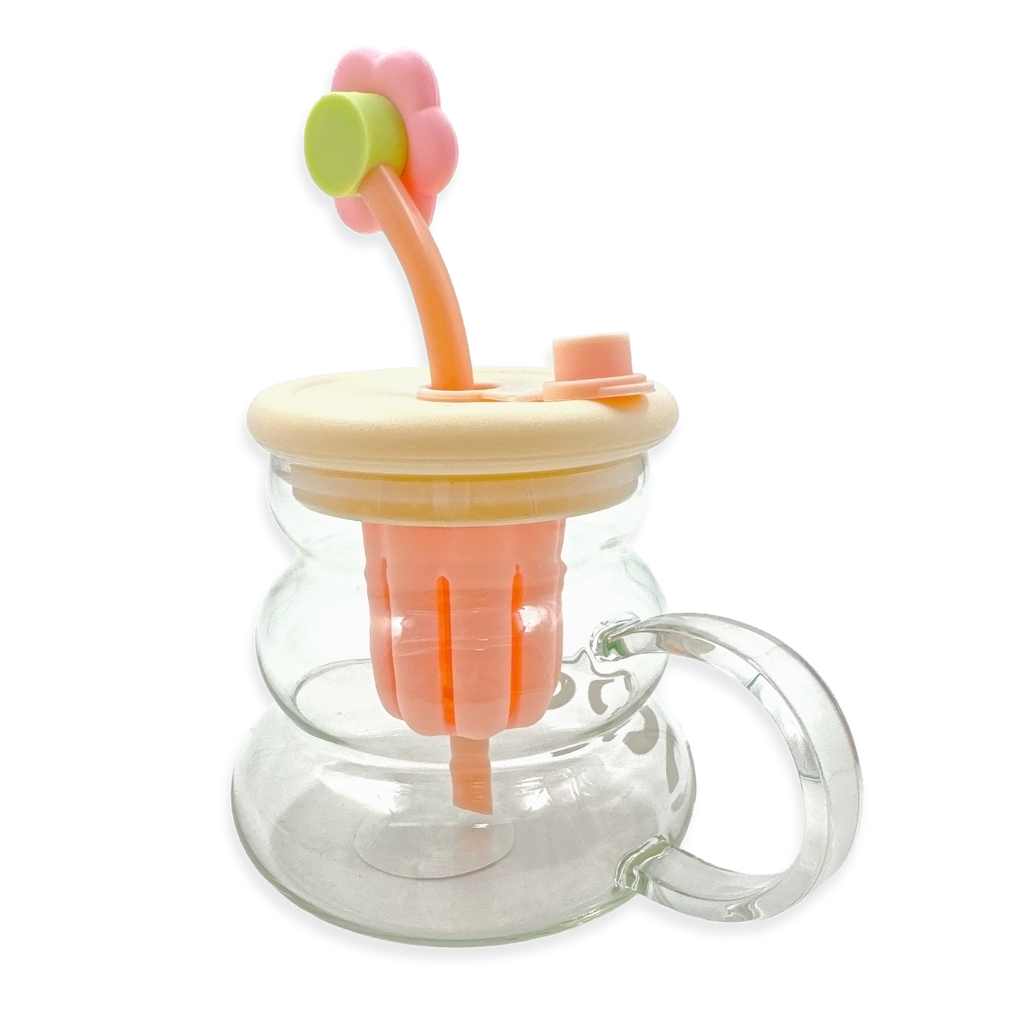 Vaso de Vidrio XL 800ml con Infusor, Tapa y Pitillo - Vidrio Reforzado