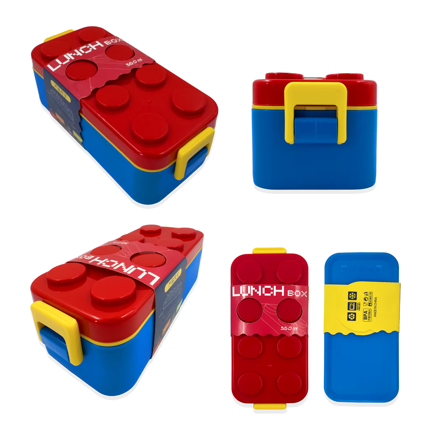 Lonchera Tipo Lego con Compartimentos Deslizables - 550ml.