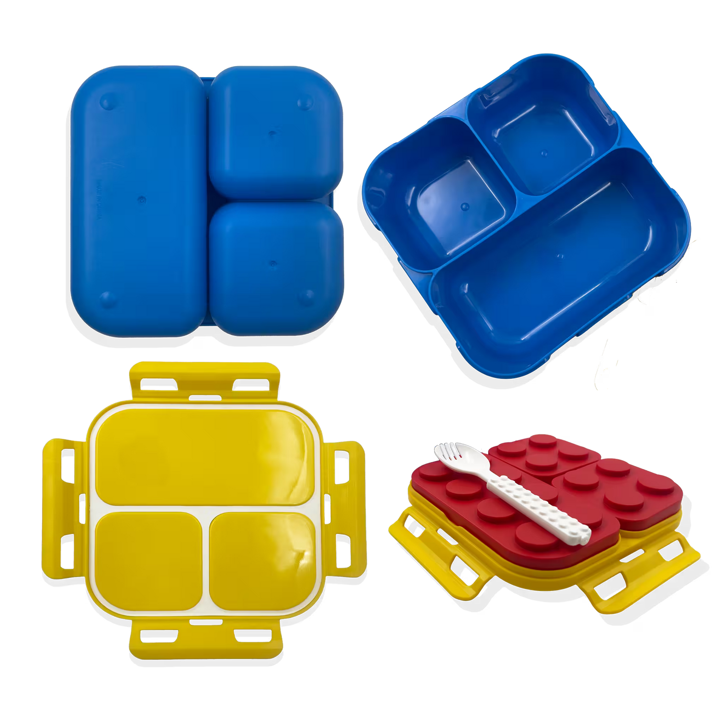 Lonchera Tipo Lego 3 Compartimentos - 900ml con Cuchara Incluida