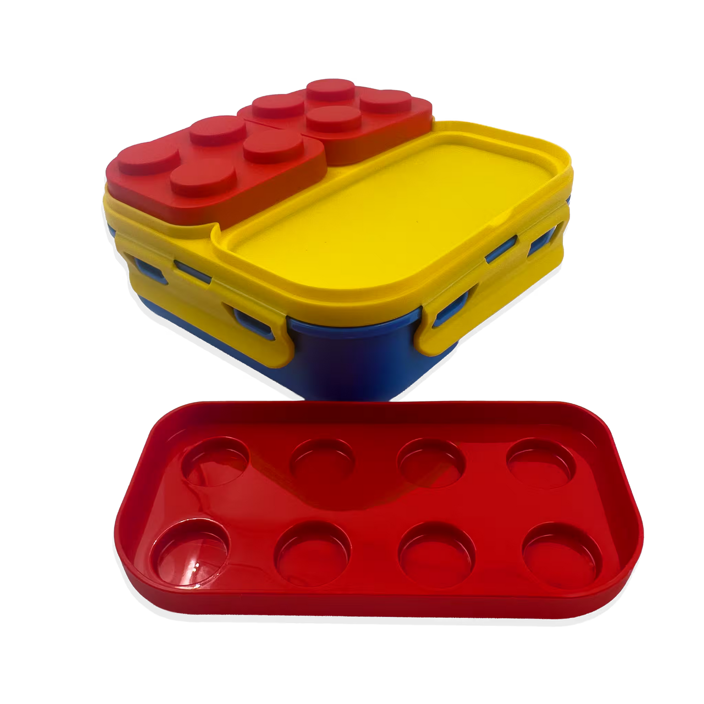 Lonchera Tipo Lego 3 Compartimentos - 900ml con Cuchara Incluida