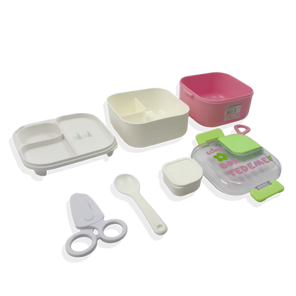 Lonchera con Cierre Hermético de 2 Compartimentos - 700 ml + Accesorios