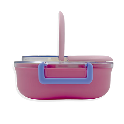 Lonchera Diseño Conejo y Pato en Acrílico - 3 Compartimentos con Cubiertos Incluidos