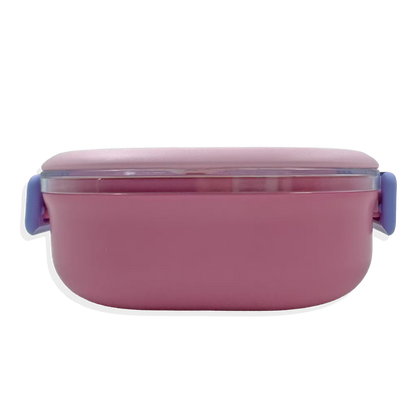 Lonchera Diseño Conejo y Pato en Acrílico - 3 Compartimentos con Cubiertos Incluidos