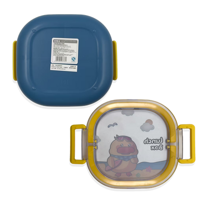 Lonchera Diseño Conejo y Pato en Acrílico - 3 Compartimentos con Cubiertos Incluidos