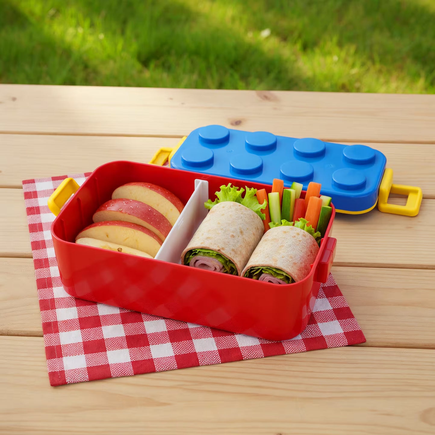 Lonchera Tipo Lego con Compartimentos Deslizables - 550ml.