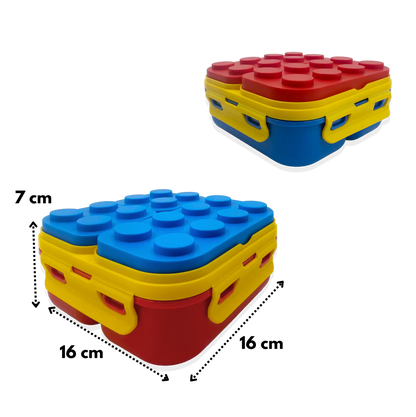 Lonchera Tipo Lego 3 Compartimentos - 900ml con Cuchara Incluida