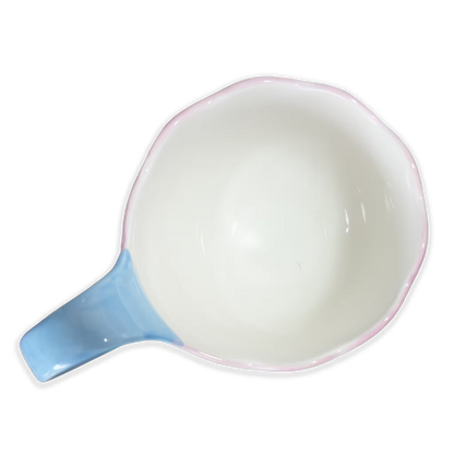 Mug Grande de Porcelana Pintada a Mano | Capacidad 500ml FLORES Y CORAZONES