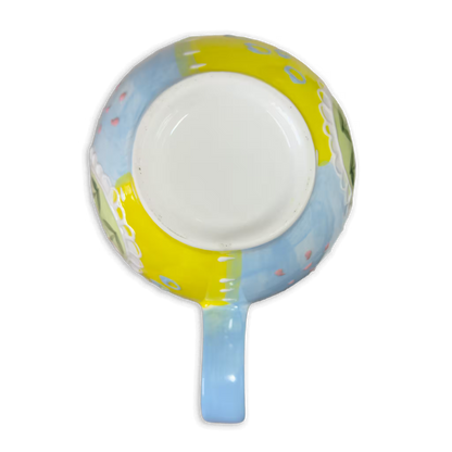 Mug Grande de Porcelana Pintada a Mano | Capacidad 500ml FLORES Y CORAZONES