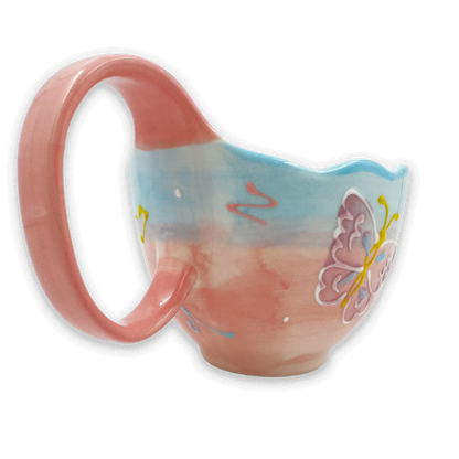 Mug Grande de Porcelana Pintada a Mano | Capacidad 500ml MARIPOSA