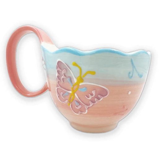 Mug Grande de Porcelana Pintada a Mano | Capacidad 500ml MARIPOSA