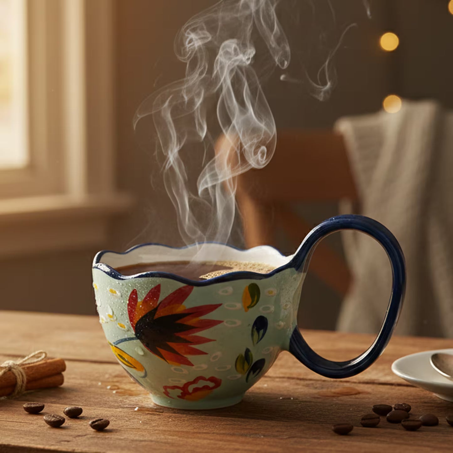 Mug Grande de Porcelana Pintado a Mano | Capacidad 500ml AZUL