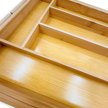 Organizador de Cubiertos Expansible en Bambú | Bandeja Ajustable para Cajón