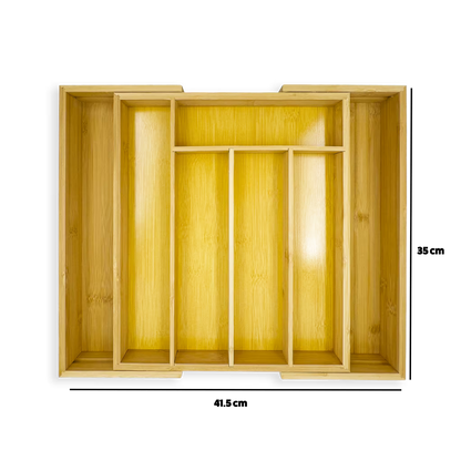 Organizador de Cubiertos Expansible en Bambú | Bandeja Ajustable para Cajón