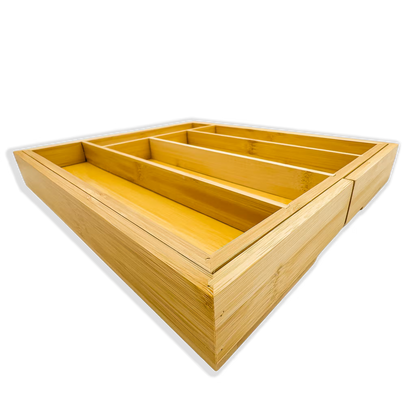 Organizador de Cubiertos Expansible en Bambú | Bandeja Ajustable para Cajón