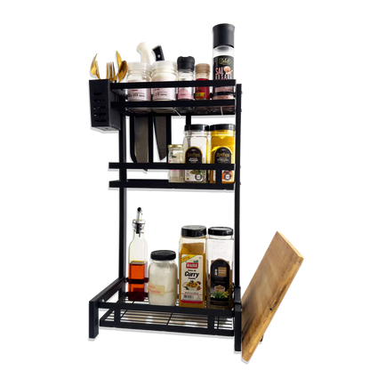 Organizador Multifuncional de Cocina - 3 Niveles con Ganchos