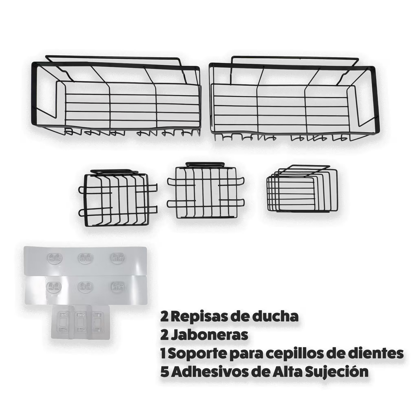 Organizador de Ducha Modular 5-en-1 | Repisas Adhesivas Anti-Óxido