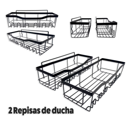Organizador de Ducha Modular 5-en-1 | Repisas Adhesivas Anti-Óxido