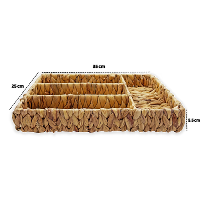 Organizador de Cubiertos Tejido en Fibras Naturales | Bandeja Artesanal para Cajón (Copia)