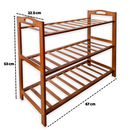 Organizador de Zapatos en Madera de Bambú - 3 Niveles | Zapatero Estante Natural