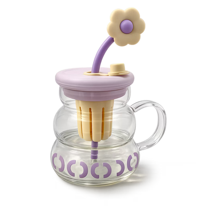 Vaso de Vidrio XL 800ml con Infusor, Tapa y Pitillo - Vidrio Reforzado