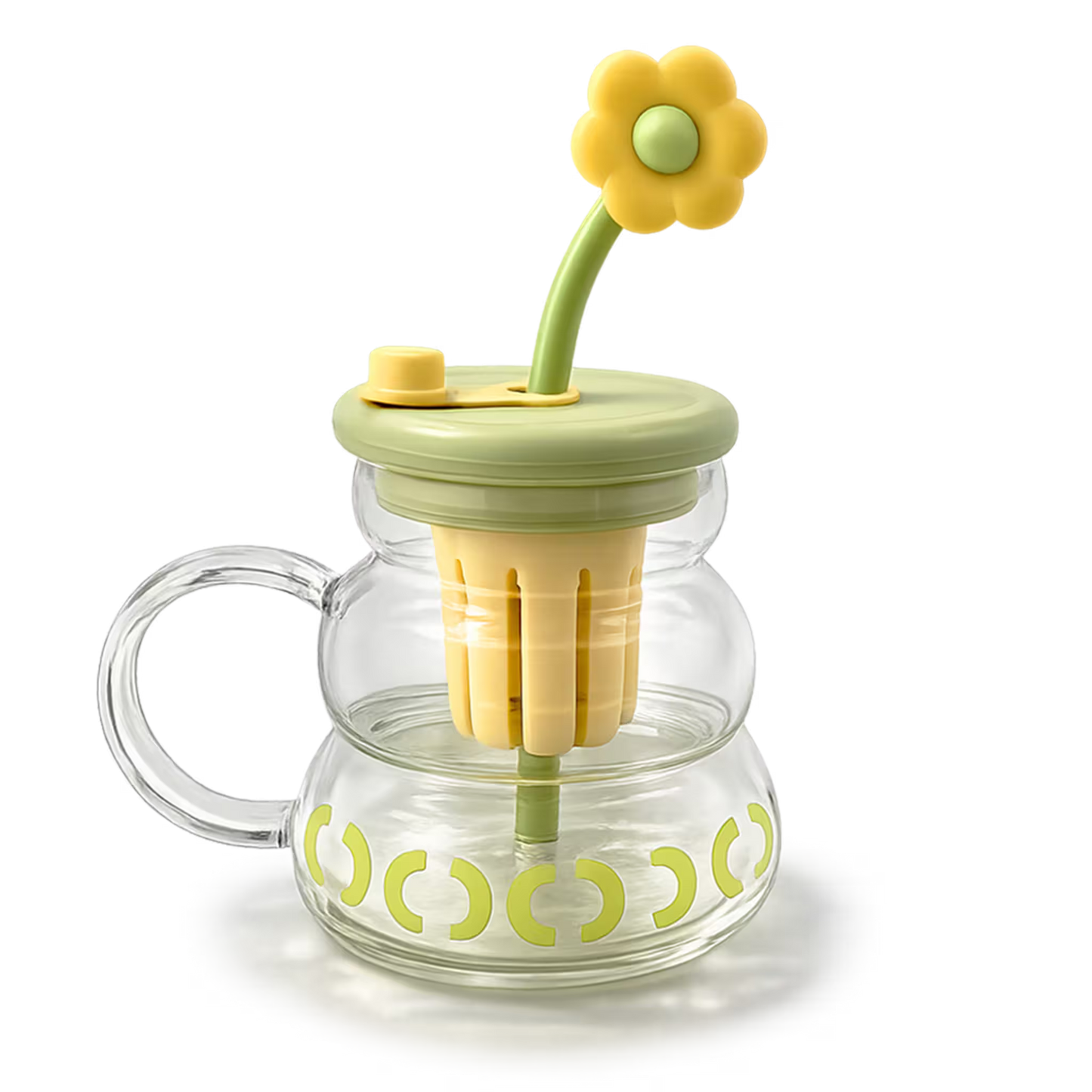 Vaso de Vidrio XL 800ml con Infusor, Tapa y Pitillo - Vidrio Reforzado