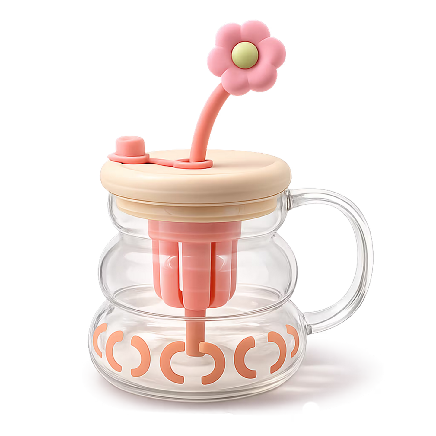 Vaso de Vidrio XL 800ml con Infusor, Tapa y Pitillo - Vidrio Reforzado