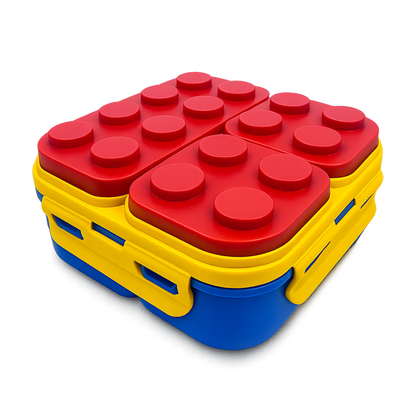 Lonchera Tipo Lego 3 Compartimentos - 900ml con Cuchara Incluida