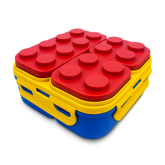 Lonchera Tipo Lego 3 Compartimentos - 900ml con Cuchara Incluida