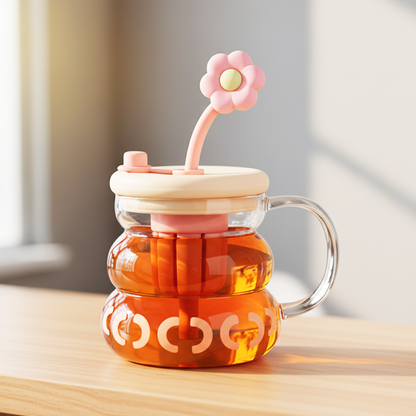 Vaso de Vidrio XL 800ml con Infusor, Tapa y Pitillo - Vidrio Reforzado