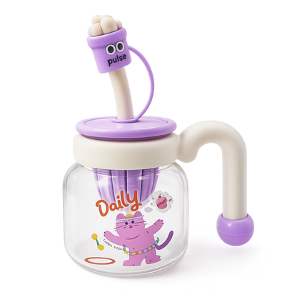 Botella de Vidrio 750ml con Pitillo e Infusor - Asa Portátil y Pata a Prueba de Fugas