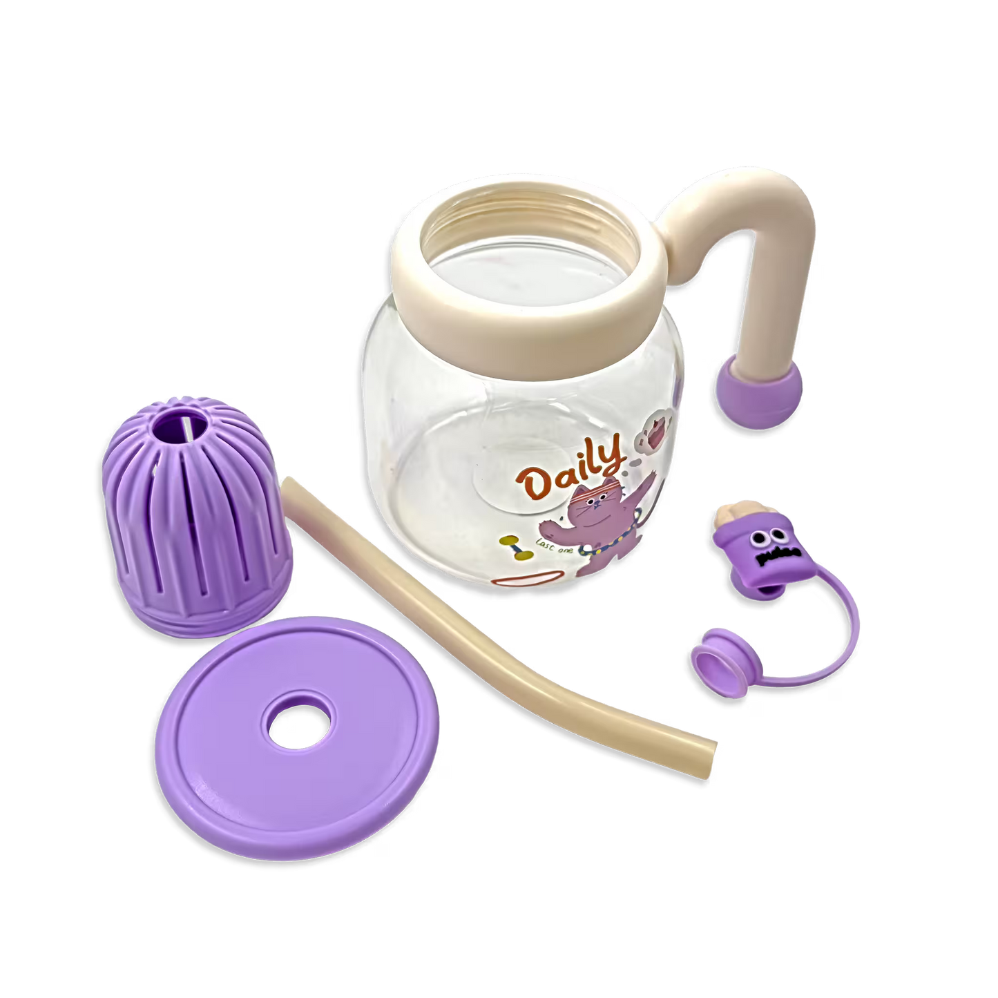 Botella de Vidrio 750ml con Pitillo e Infusor - Asa Portátil y Pata a Prueba de Fugas