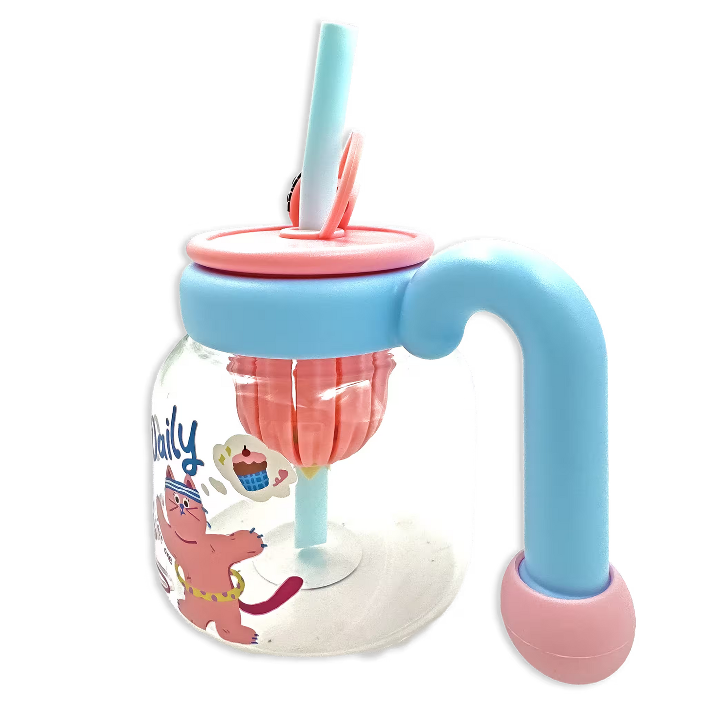 Botella de Vidrio 750ml con Pitillo e Infusor - Asa Portátil y Pata a Prueba de Fugas