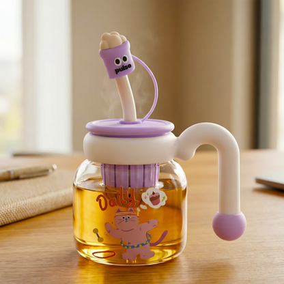 Botella de Vidrio 750ml con Pitillo e Infusor - Asa Portátil y Pata a Prueba de Fugas